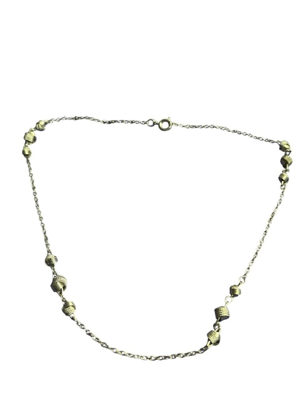 Vintage 80s Silvertone Knotted Chain Necklace 15 inches Long Dainty Minimalist
